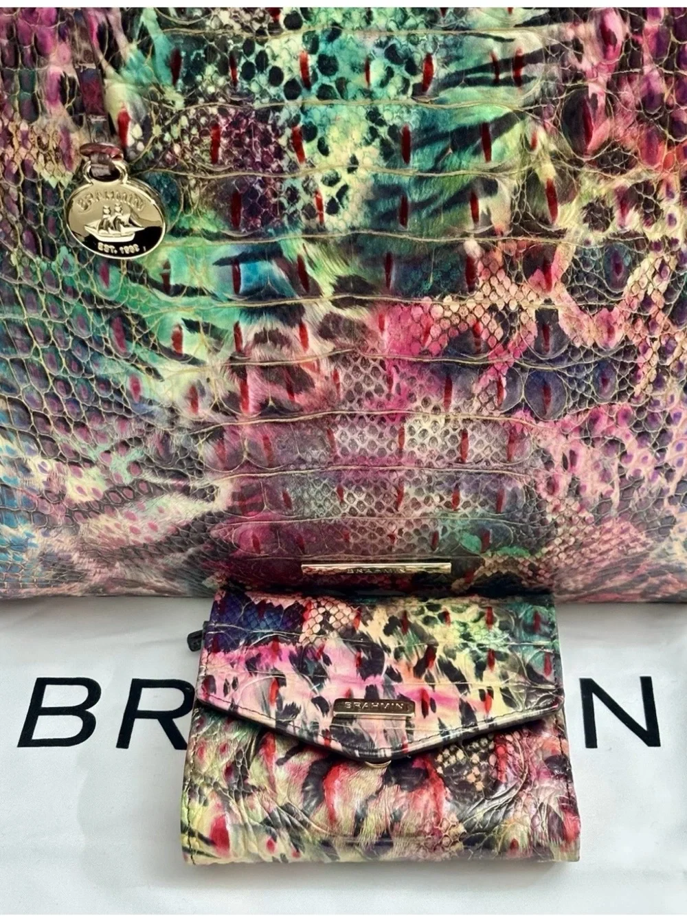 NWT Brahmin Large Elaine Shapeshifter Melbourne & Matching Wallet.